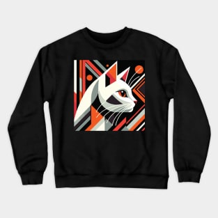 Art Deco Cat Portrait: Vintage Glamour Meets Feline Elegance Crewneck Sweatshirt